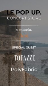 citadelle d'ajaccio en noir et balnc avec vue sur les montagnes corses, texte pop up concept store u masciu aest